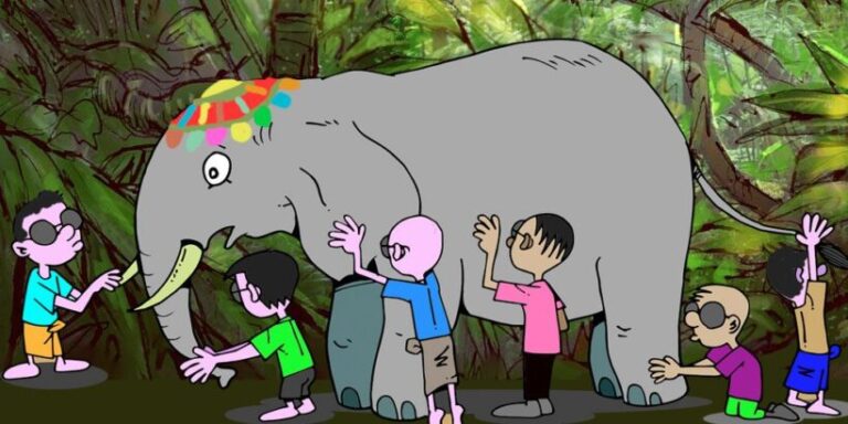 El elefante y los seis ciegos, una leyenda india sobre la cooperación