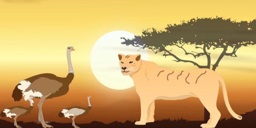 La leona y el avestruz: una fábula africana sobre la justicia para niños