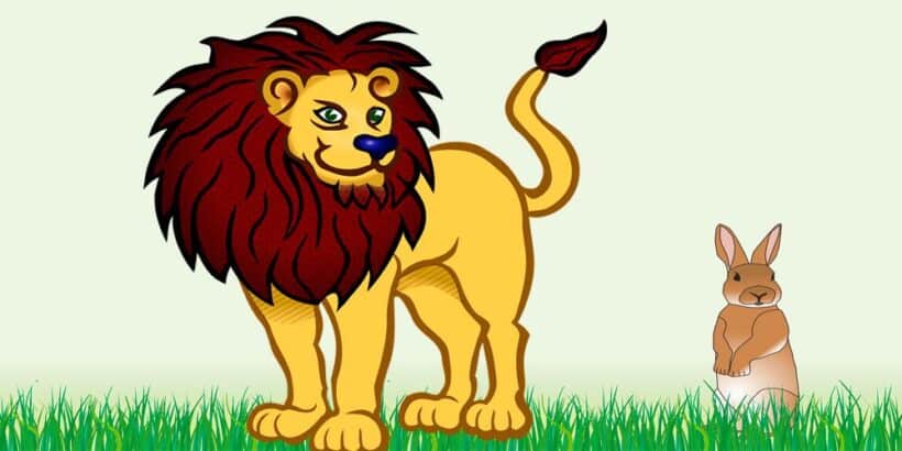 Fábula corta para niños sobre la astucia: El león y la astuta liebre
