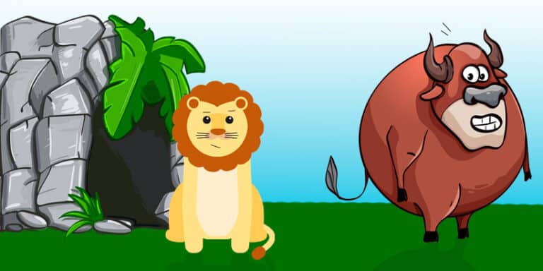 El león y el toro, una fábula de Esopo para niños