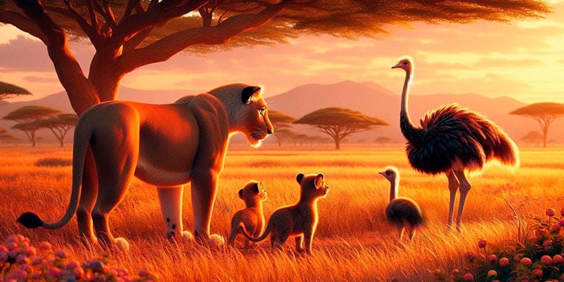 La leona y el avestruz, una fábula sobre la justicia