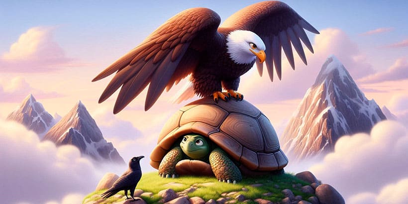 El águila, la corneja y la tortuga, una fábula de Fedro
