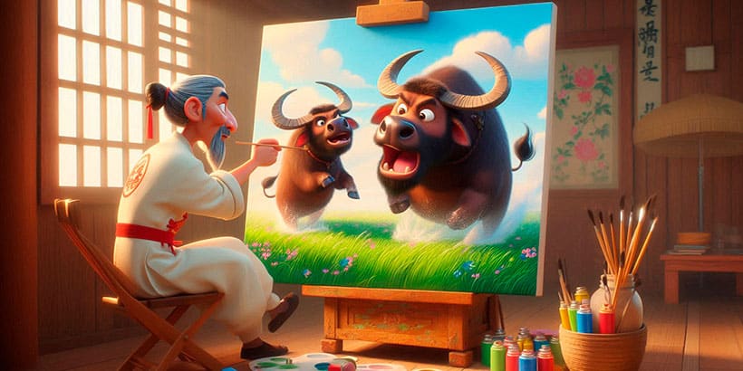 El pintor de búfalos, una fábula china