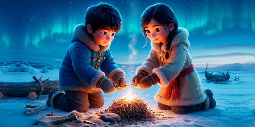 Trueno y Rayo, una fábula esquimal para niños