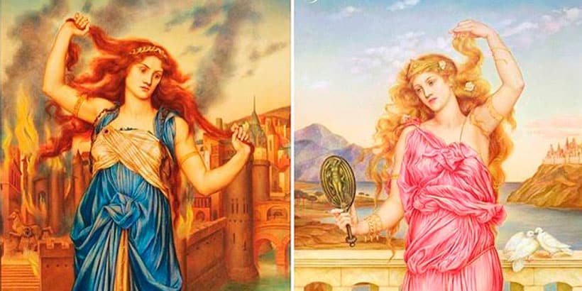 Los cuadros de Casandra y Helena de Troya de  Evelyn de Morgan