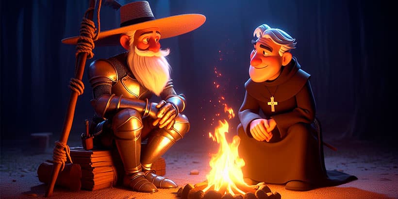 Don Quijote y el canónigo, de Don Quijote de la Mancha